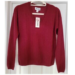 FILORO Cashmere V-Neck Sweater, Merlot, Size XS, NWT